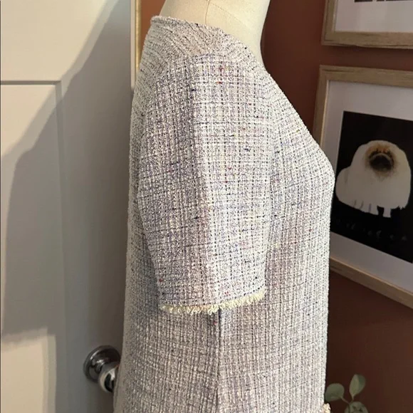 Isaac Mizrahi Boucle Tweed hip pockets lavender Cream short sleeve S Mini Dress - Picture 8 of 14